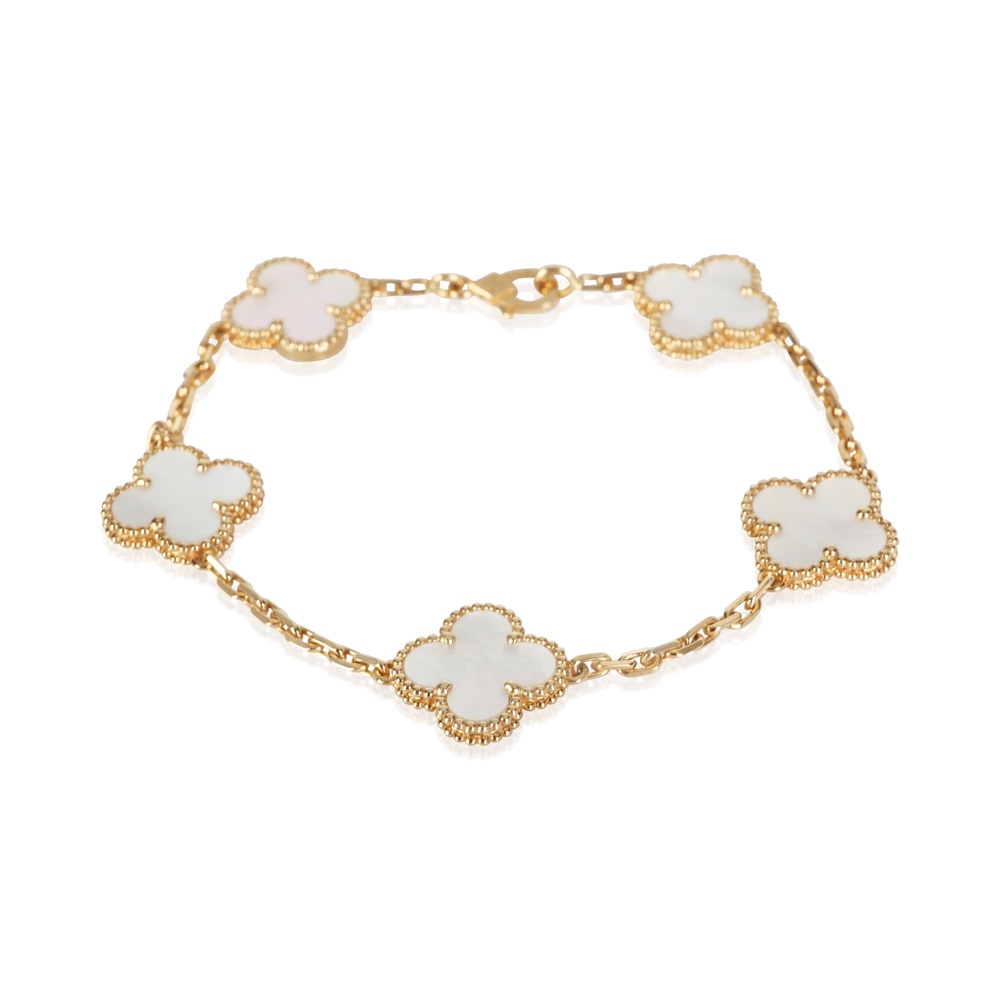 Van Cleef & Arpels Yellow Gold Mother Of Pearl Vintage Alhambra Bracelet